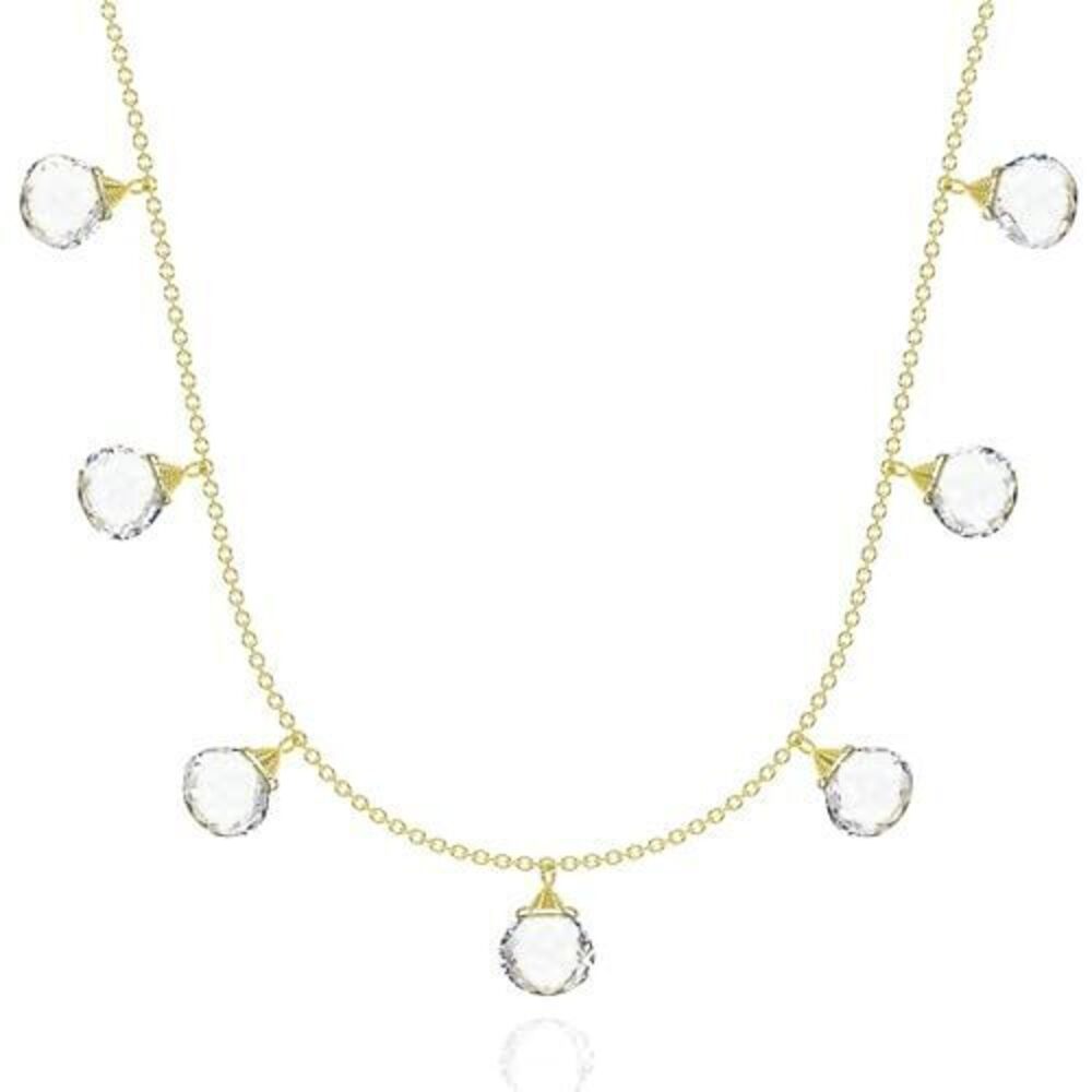 9166 Clear Quartz Necklace , Premium Heart Beaded Gold Necklaces - Tarnish